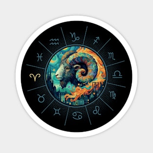 ZODIAC Aries - Astrological ARIRS - ARIRS - ZODIAC sign - Van Gogh style - 12 Magnet